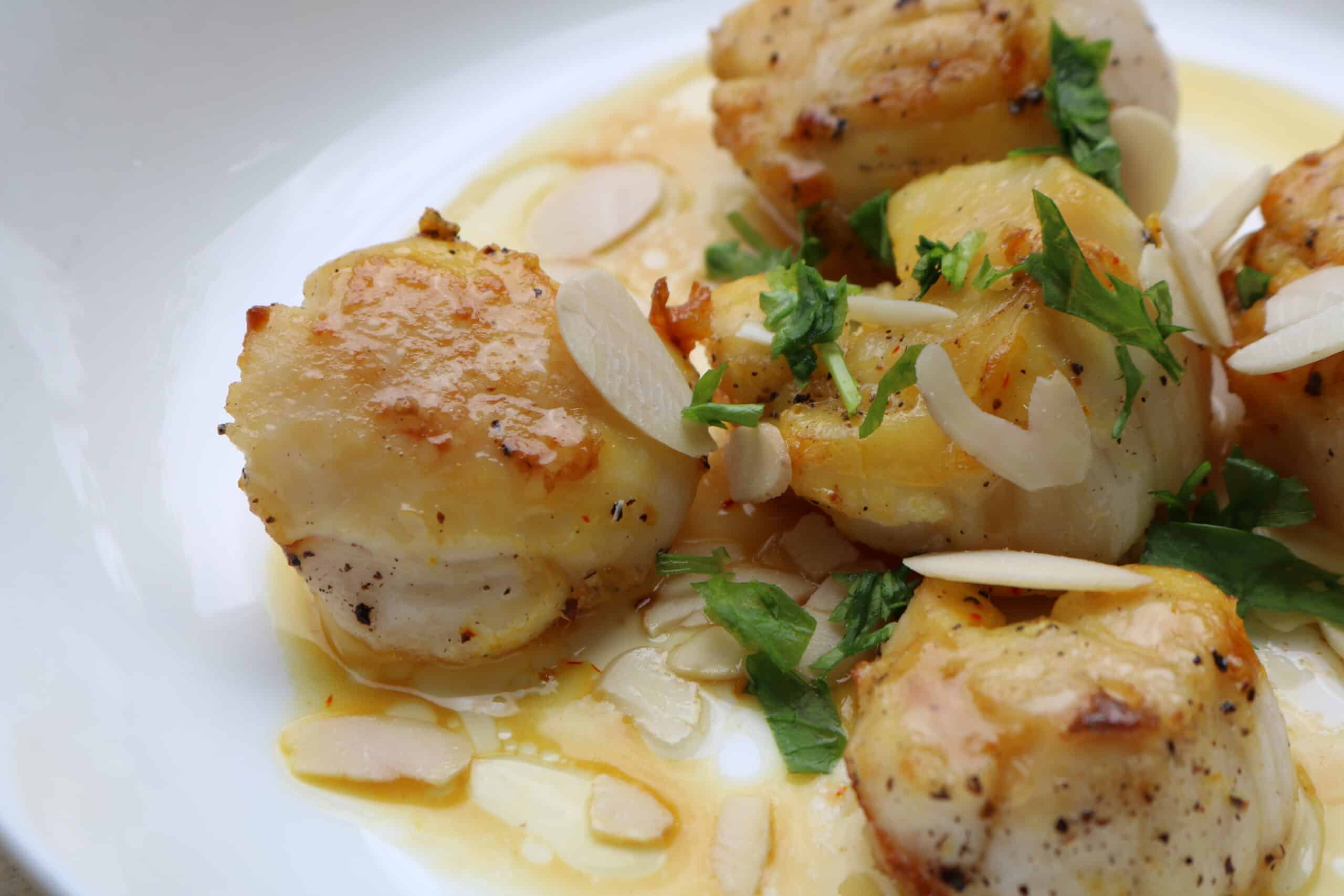 garnished scallops