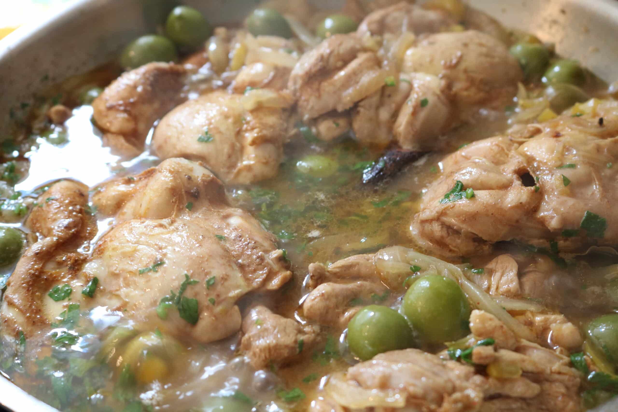 add the olives to the chicken