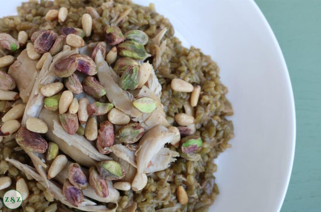 freekeh with nuts and chicken