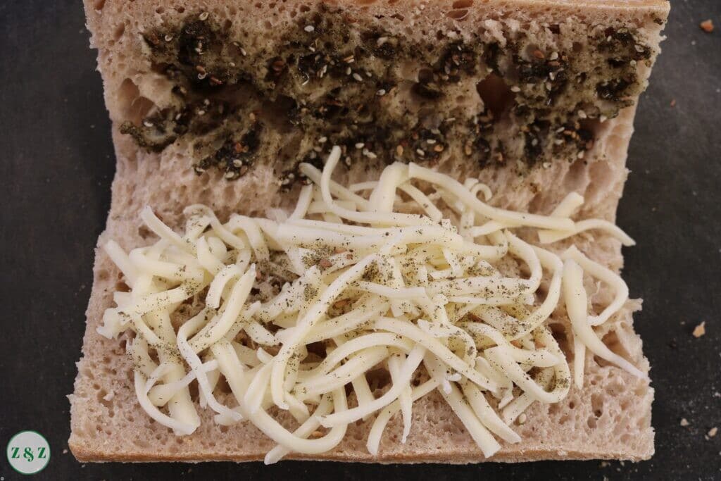 cheese and zaatar inside bread