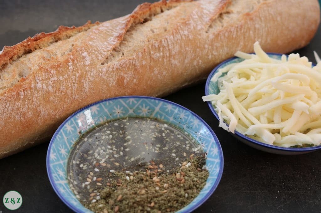 cheese and zaatar and baguette