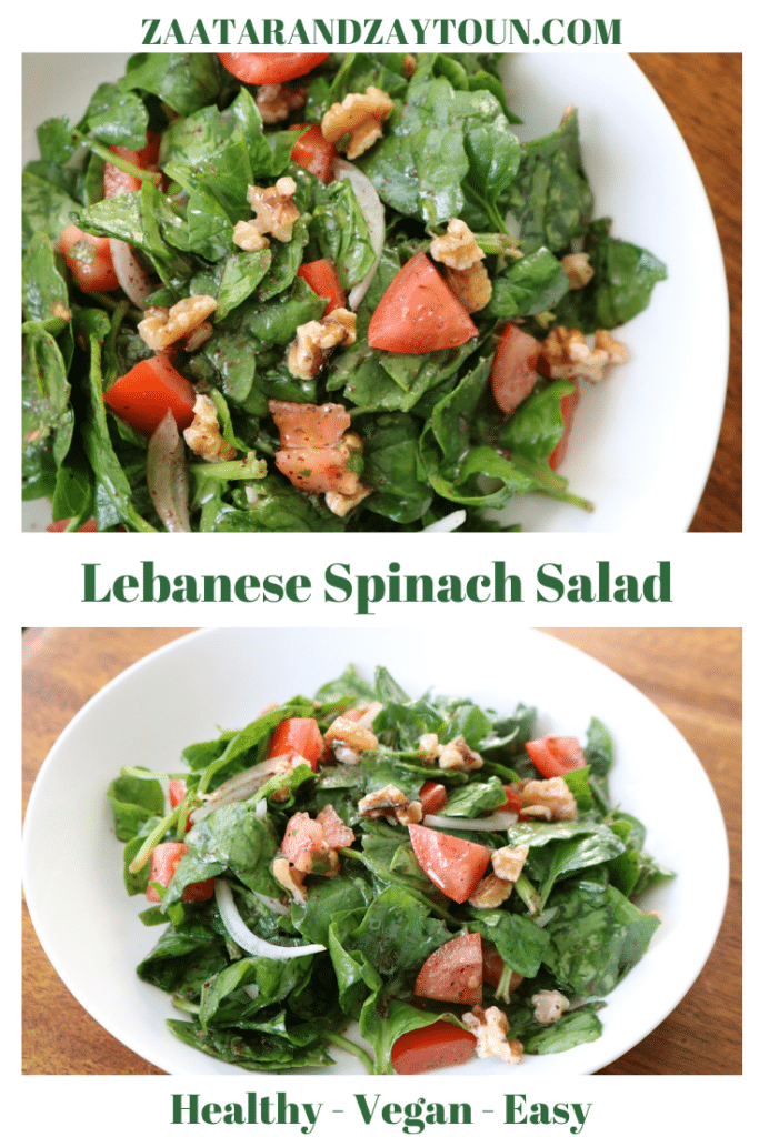 Healthy vegan spinach salad