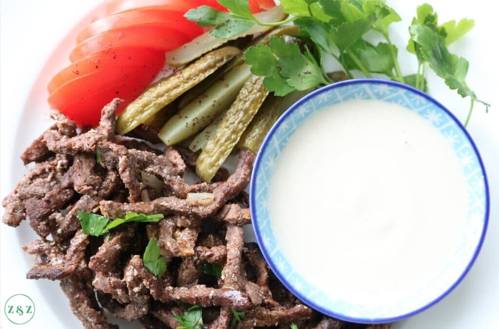 tahini with shawarma