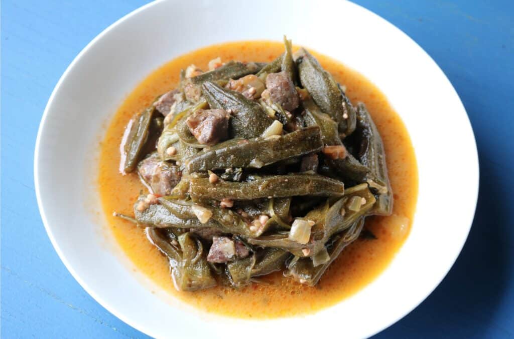 okra stew in tomato sauce with lamb