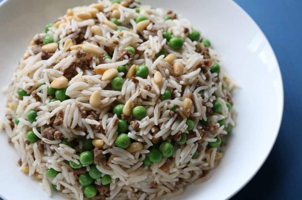 Lebanese Rice with Mince and Peas