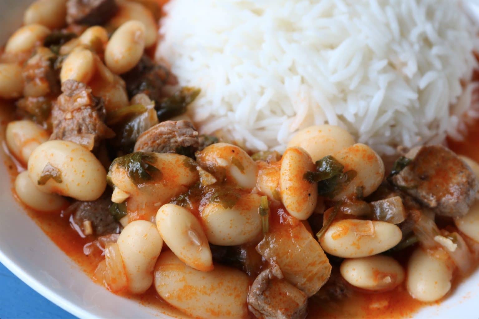 Lebanese Fasolia Bi Lahme (White Bean And Meat Stew)