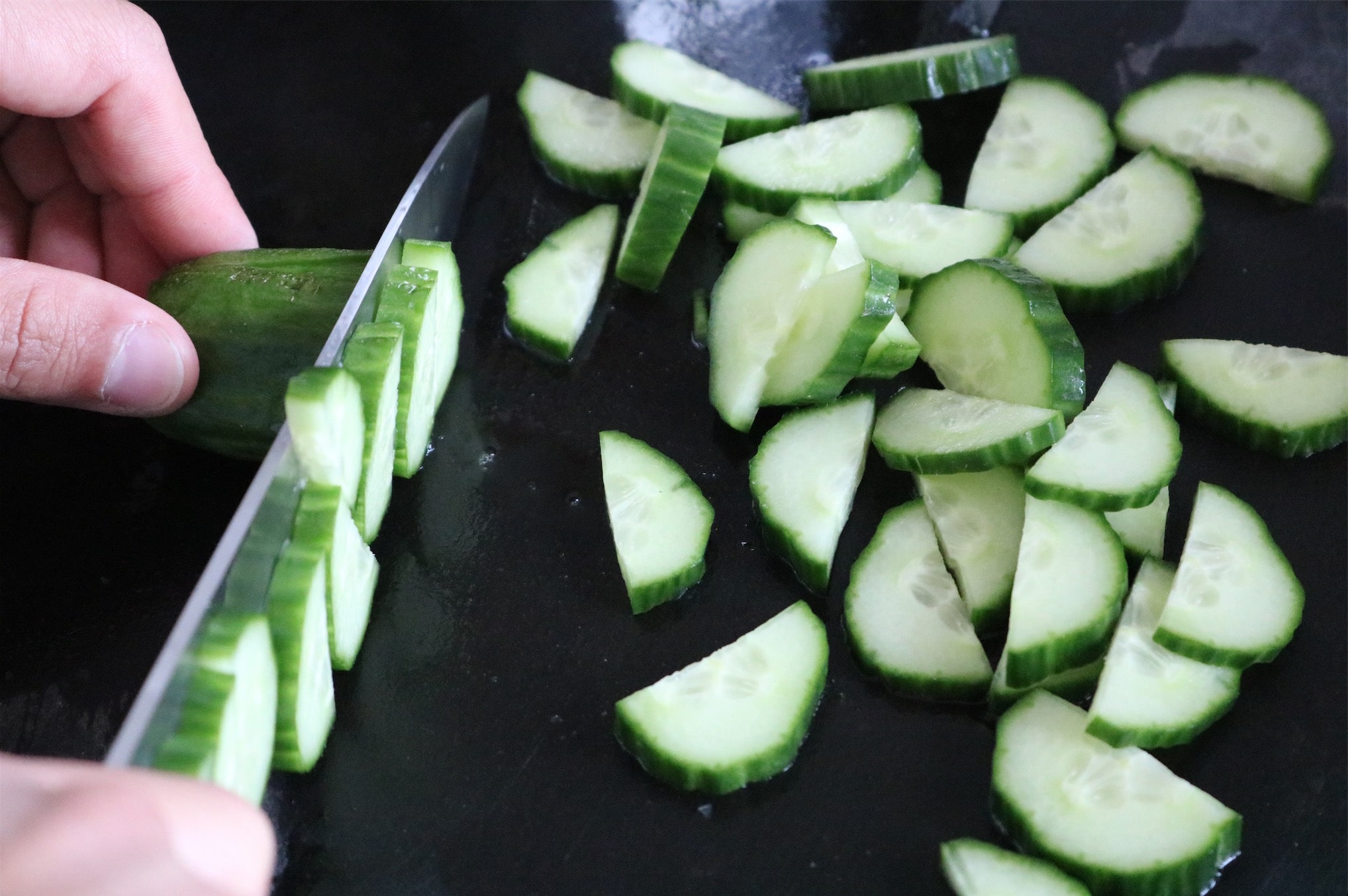 chopped cucumbers