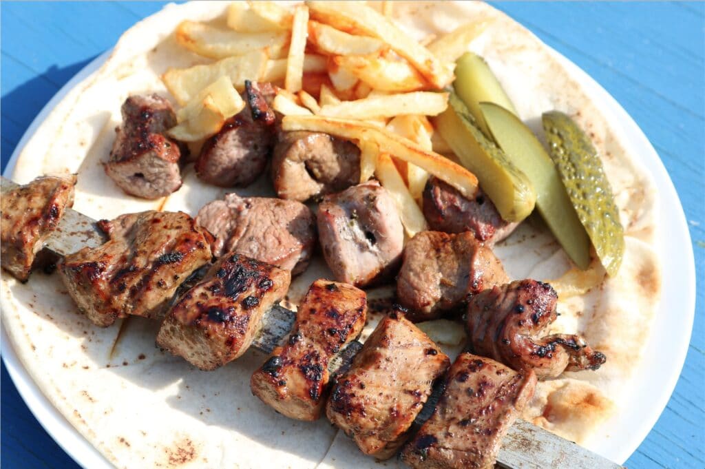 Middle eastern shop lamb kebabs