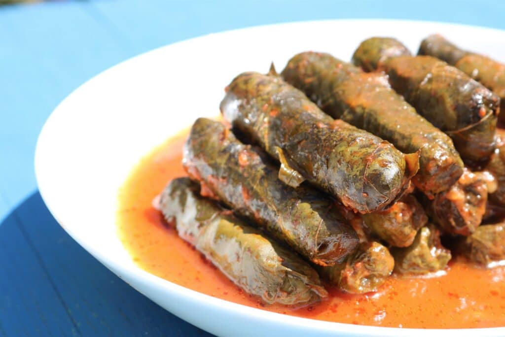 Stuffed grape leaves with meat