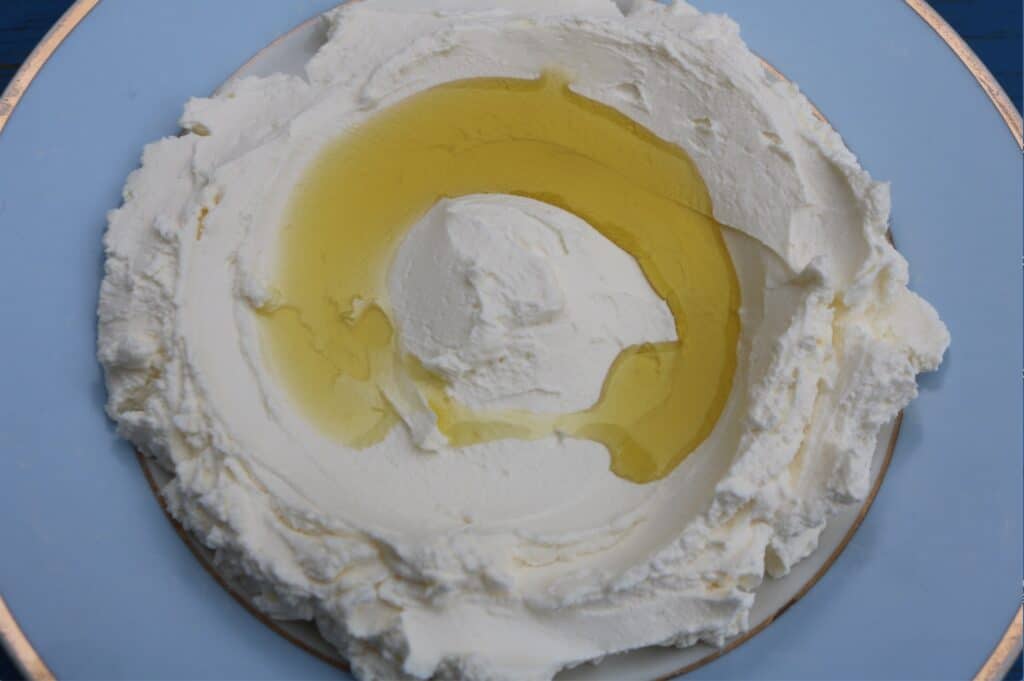 labneh with extra virgin olive oil