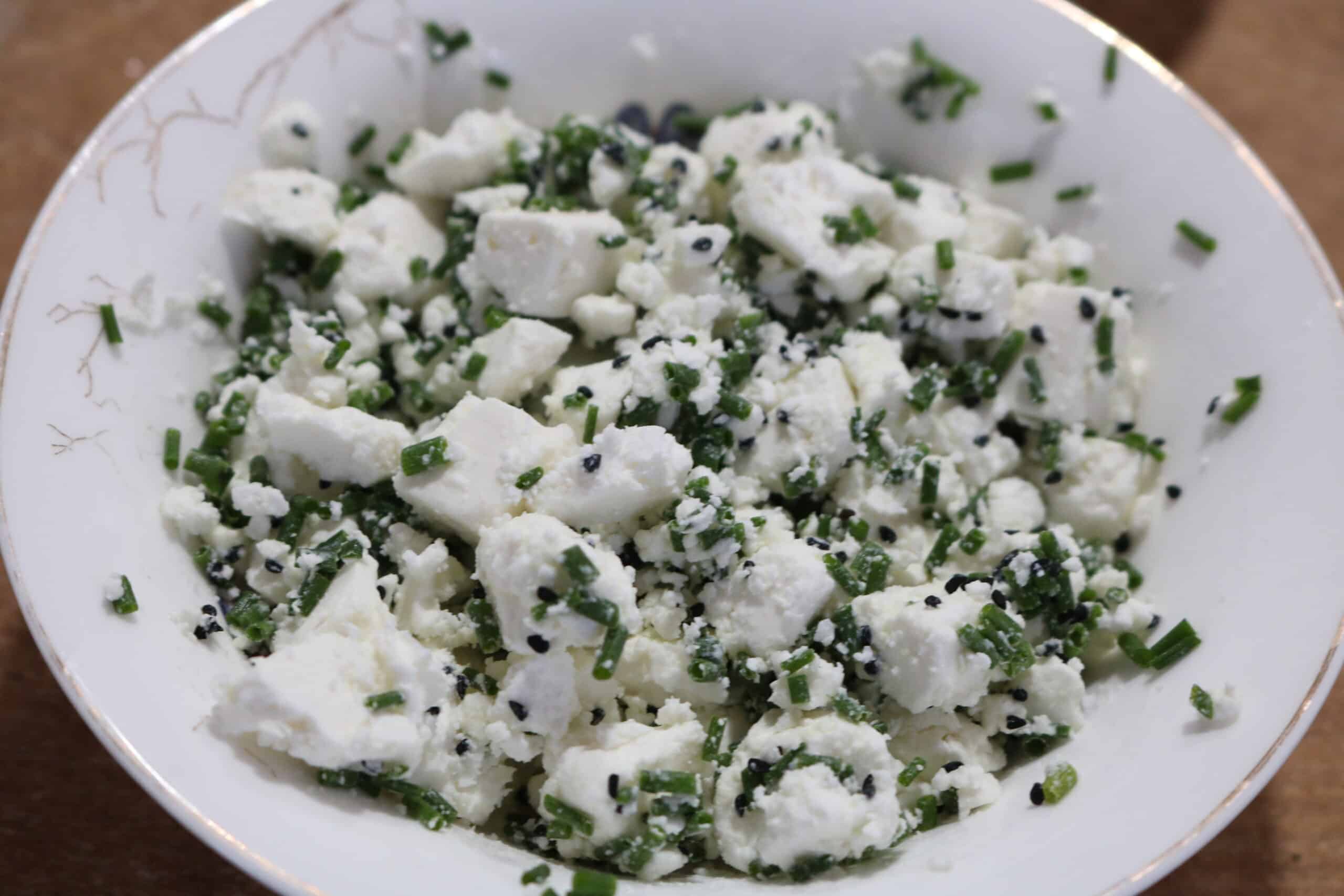 feta cheese and chives