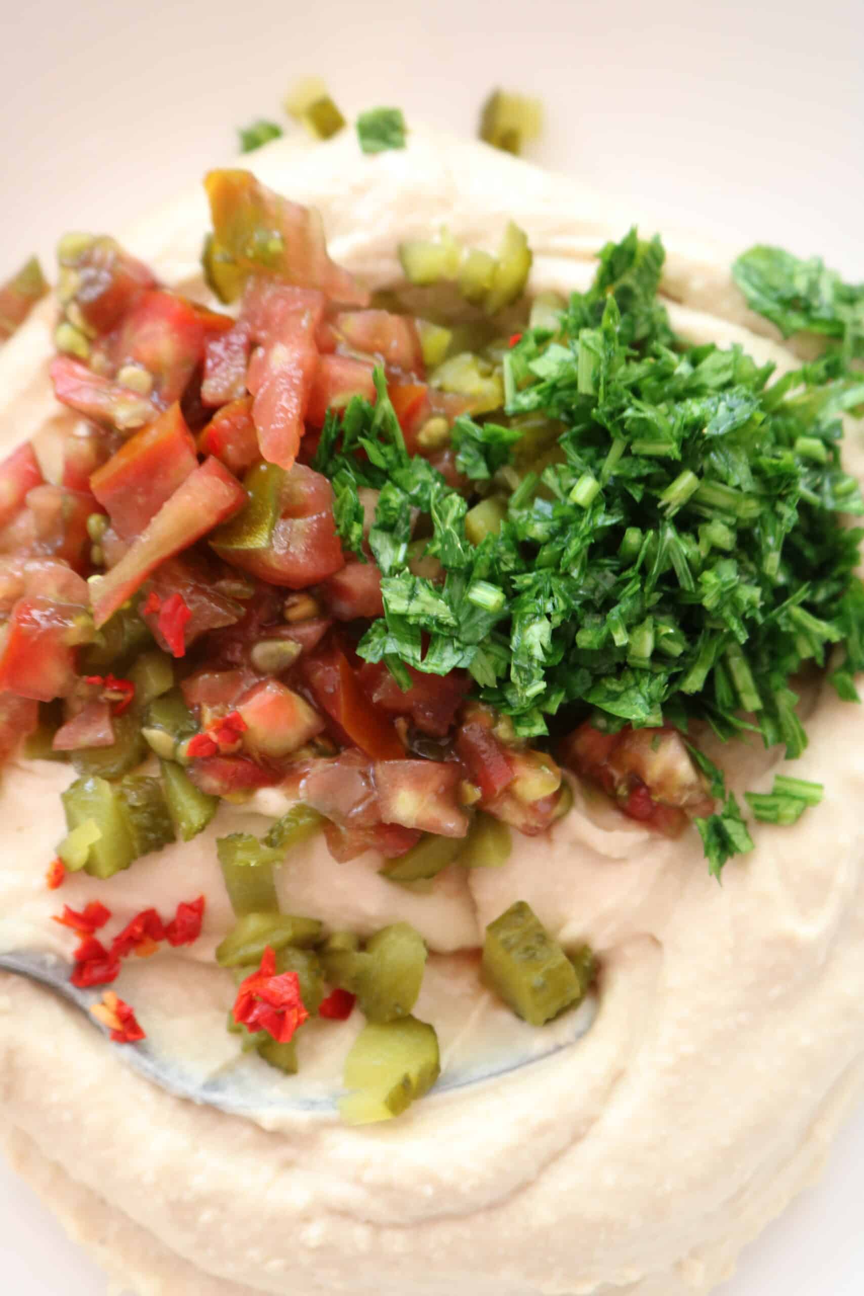 hummus beiruti finely chopped